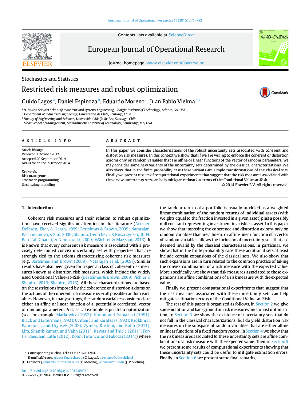 Restricted risk measures and robust optimization