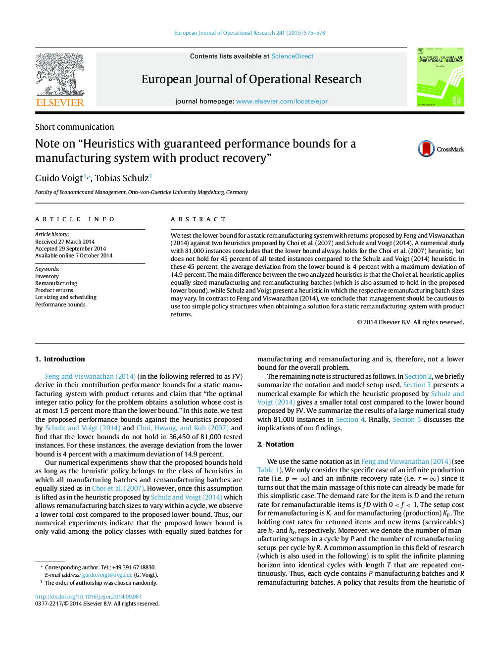 Note on “Heuristics with guaranteed performance bounds for a manufacturing system with product recovery”