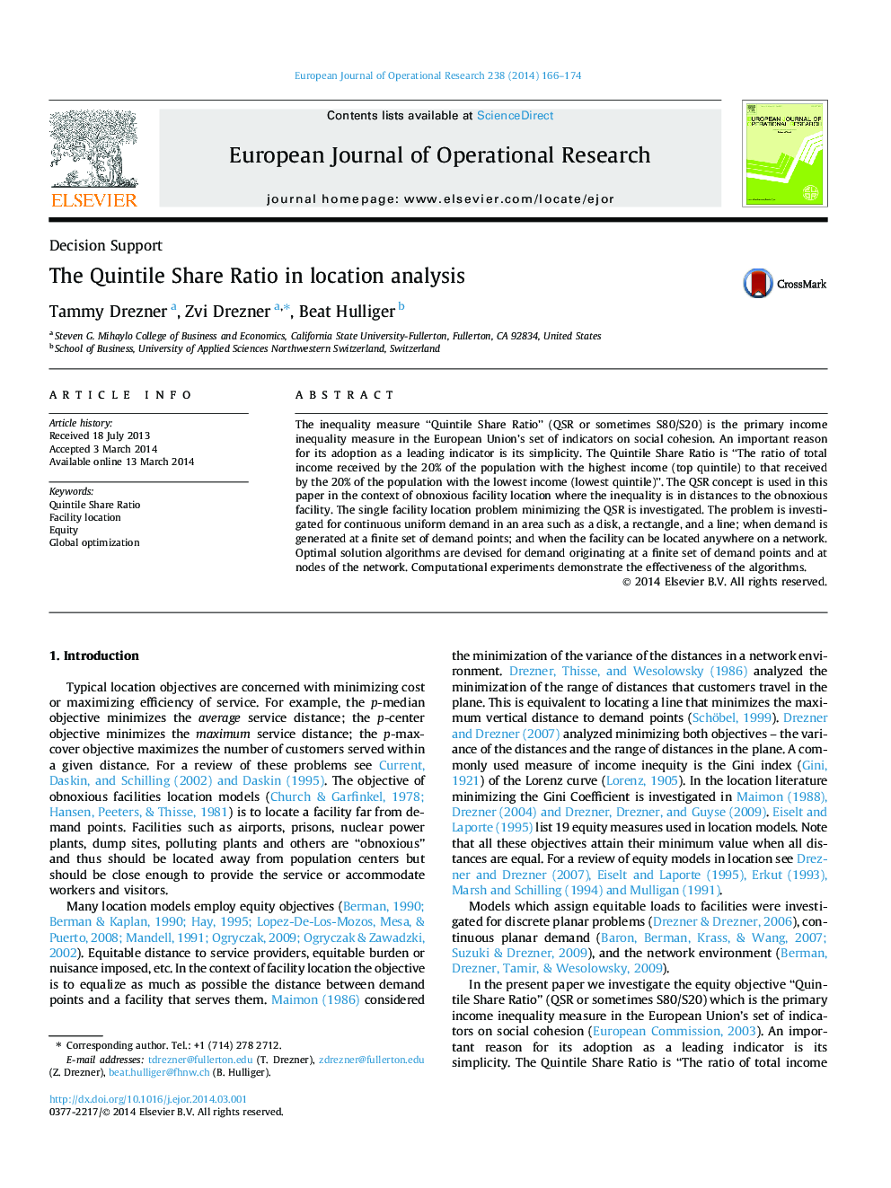 The Quintile Share Ratio in location analysis