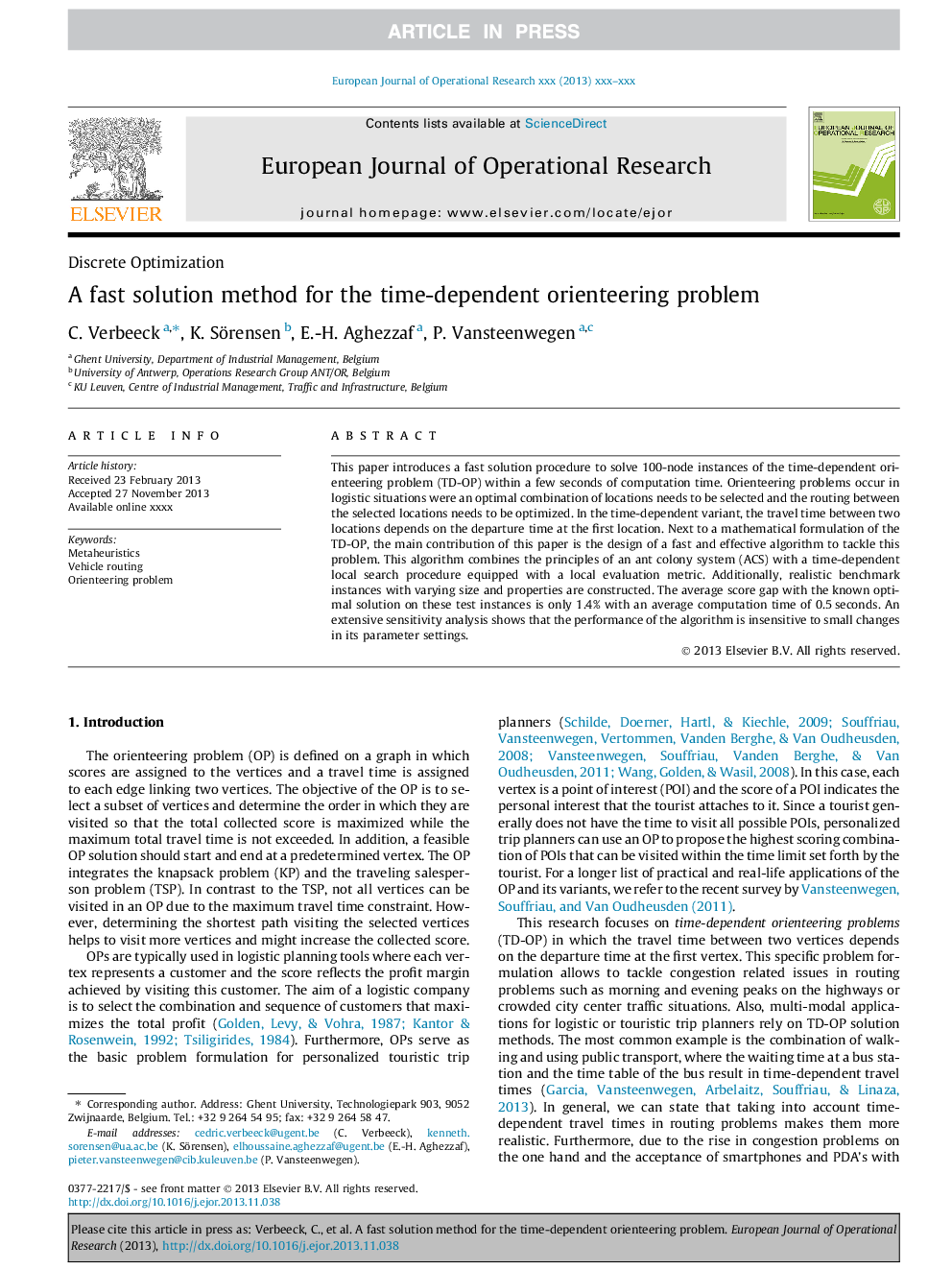 A fast solution method for the time-dependent orienteering problem