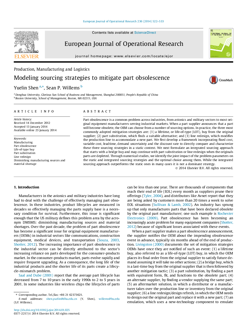 Modeling sourcing strategies to mitigate part obsolescence