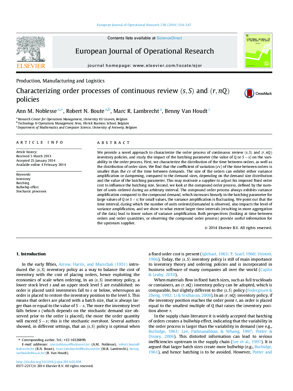 Characterizing order processes of continuous review (s,S) and (r,nQ) policies