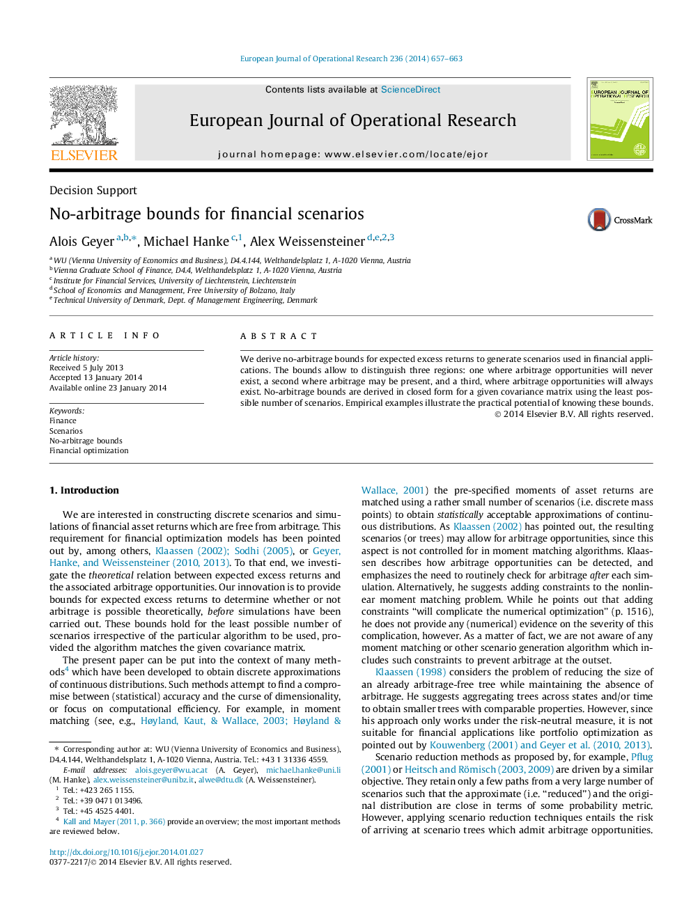 No-arbitrage bounds for financial scenarios