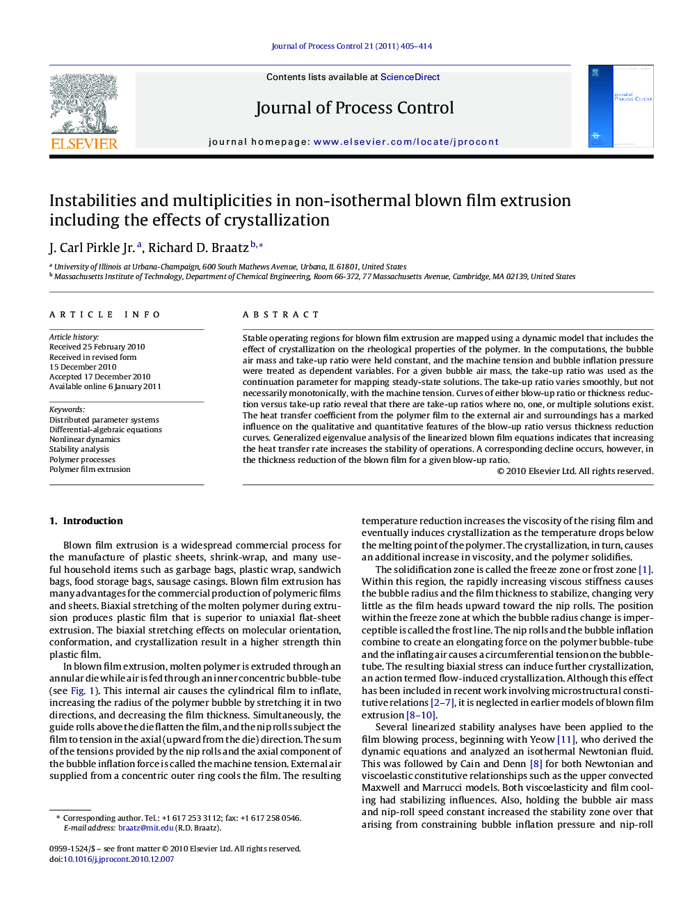 Instabilities and multiplicities in non-isothermal blown film extrusion including the effects of crystallization