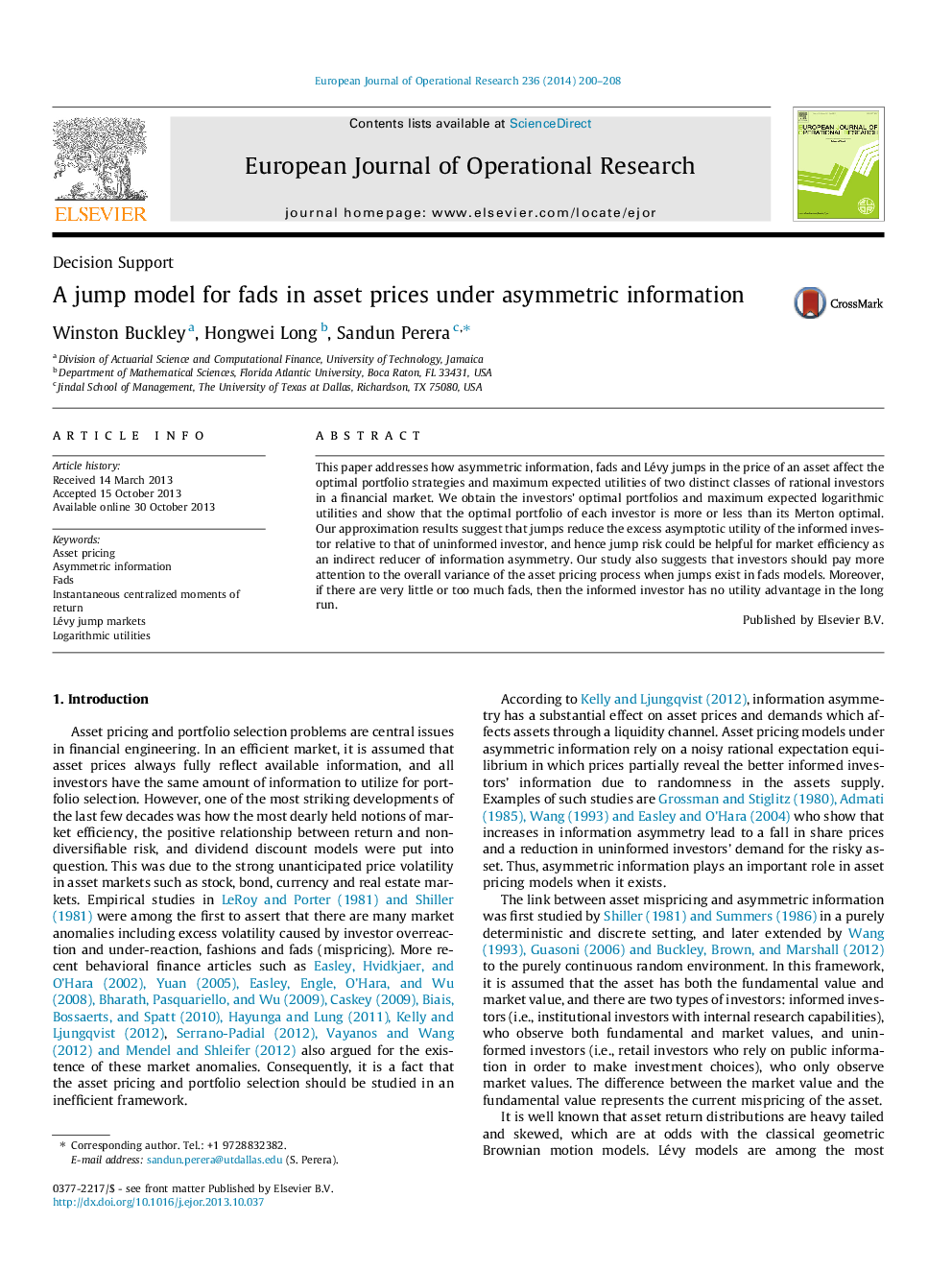 A jump model for fads in asset prices under asymmetric information