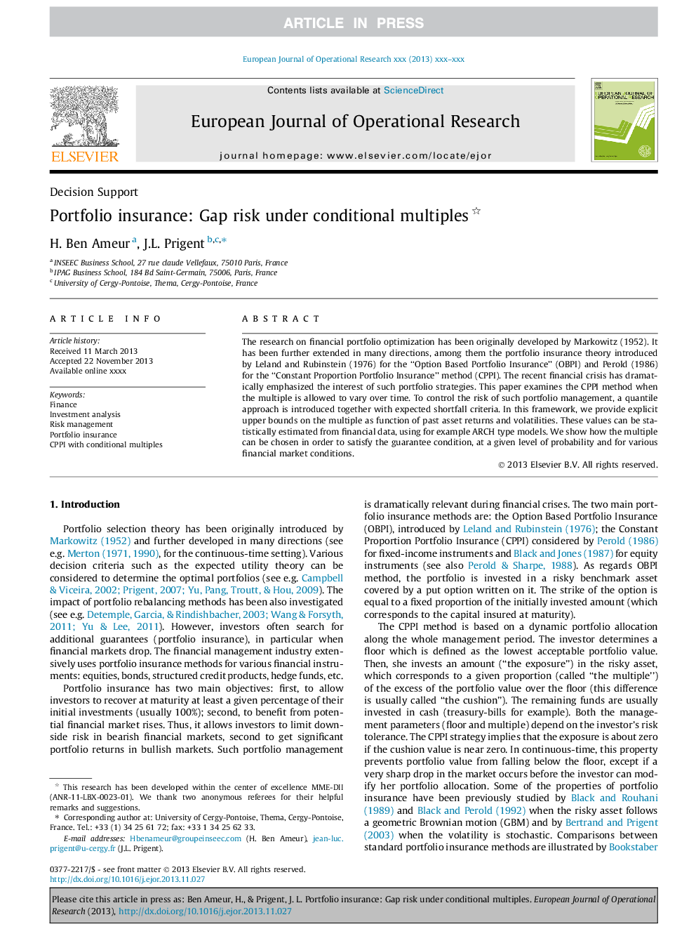 Portfolio insurance: Gap risk under conditional multiples