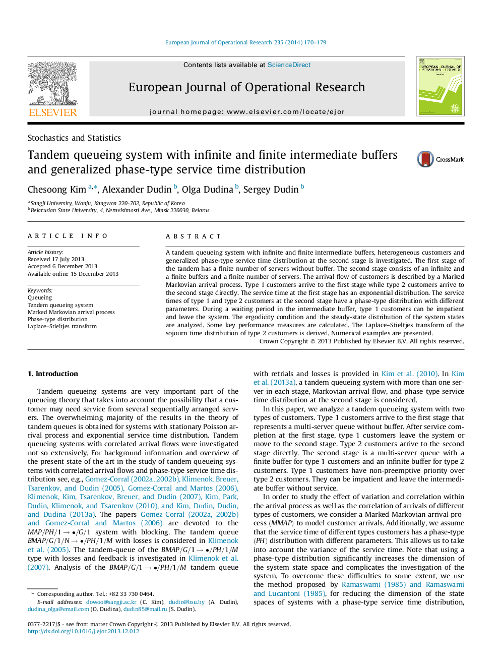 Tandem queueing system with infinite and finite intermediate buffers and generalized phase-type service time distribution