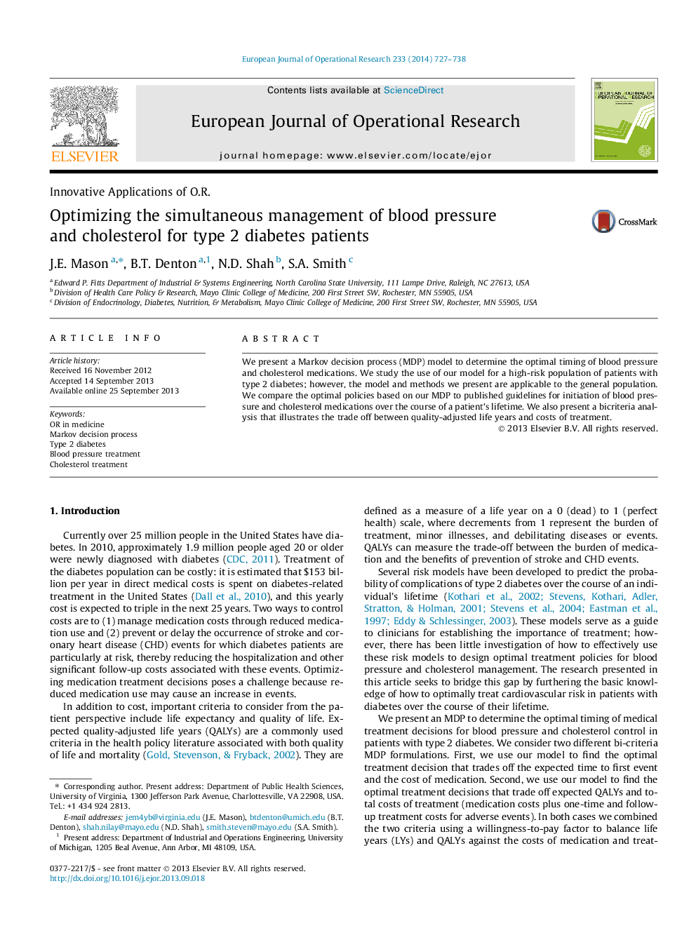 Optimizing the simultaneous management of blood pressure and cholesterol for type 2 diabetes patients