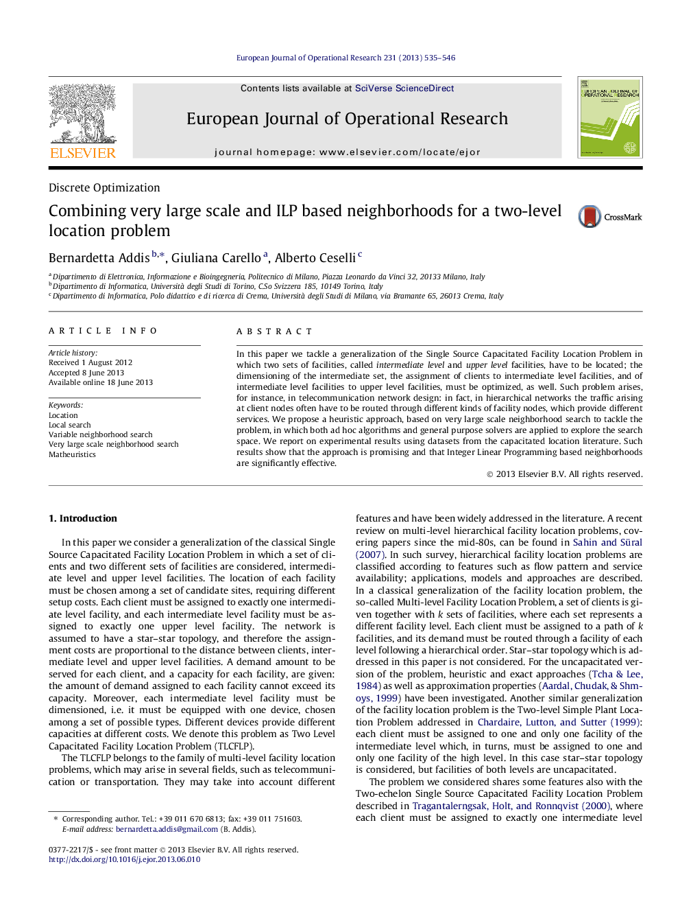 Combining very large scale and ILP based neighborhoods for a two-level location problem