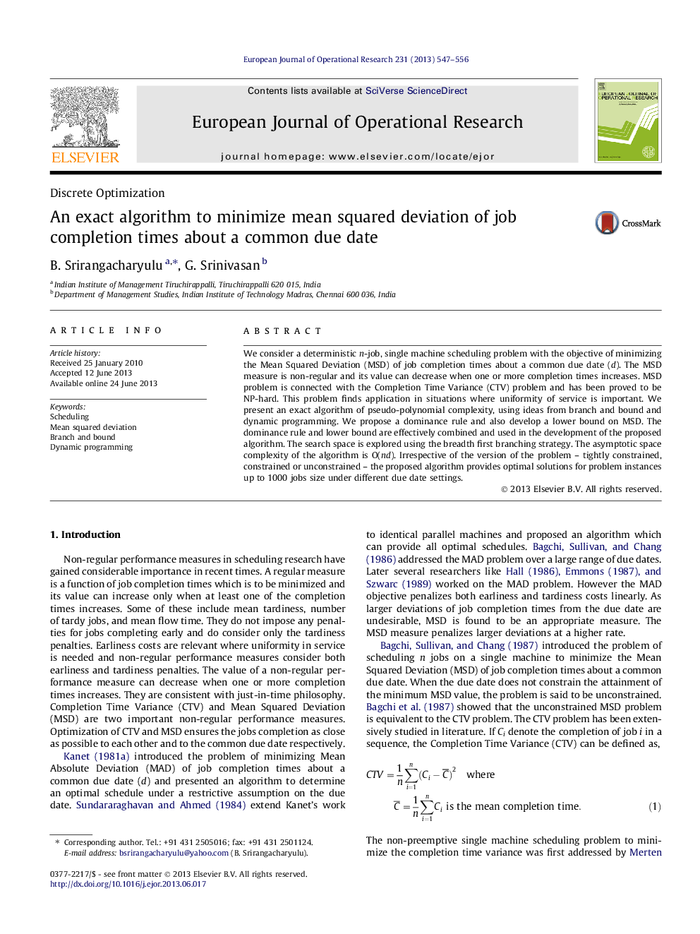 An exact algorithm to minimize mean squared deviation of job completion times about a common due date