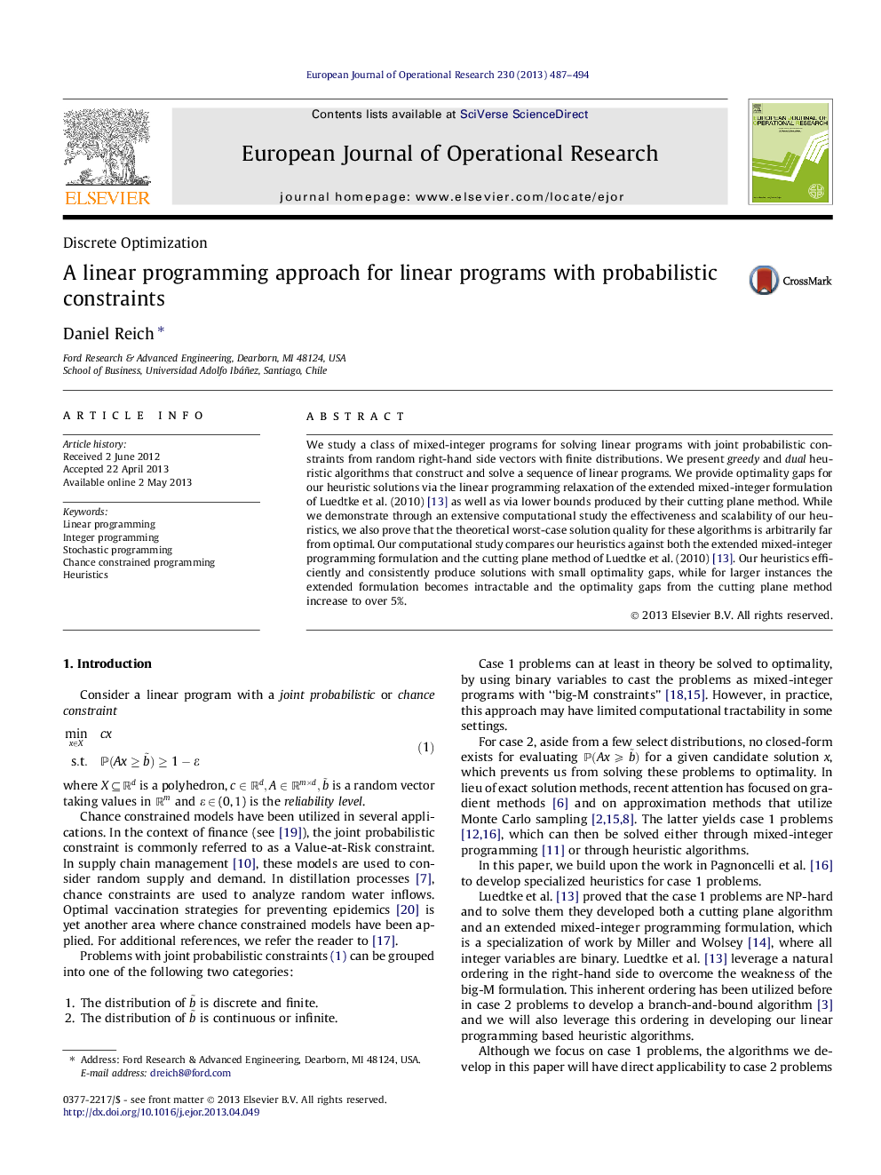 A linear programming approach for linear programs with probabilistic constraints