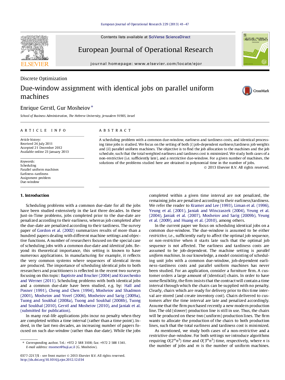 Due-window assignment with identical jobs on parallel uniform machines