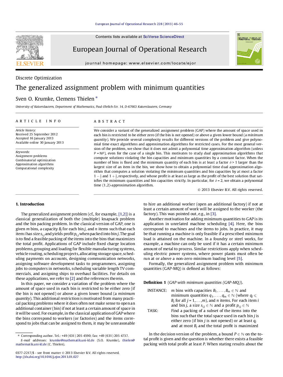 The generalized assignment problem with minimum quantities