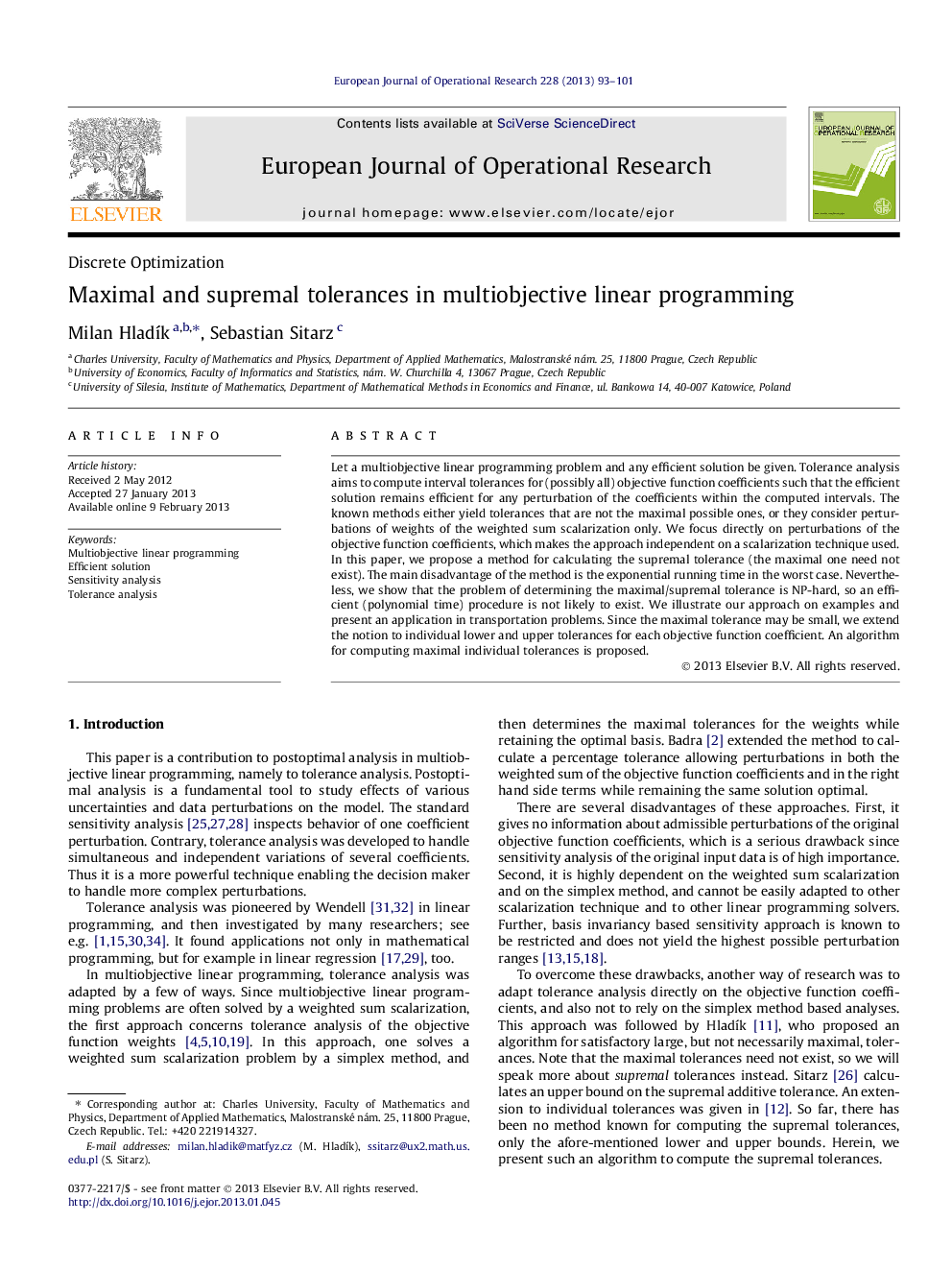 Maximal and supremal tolerances in multiobjective linear programming