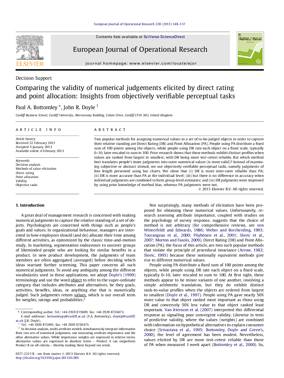 Comparing the validity of numerical judgements elicited by direct rating and point allocation: Insights from objectively verifiable perceptual tasks