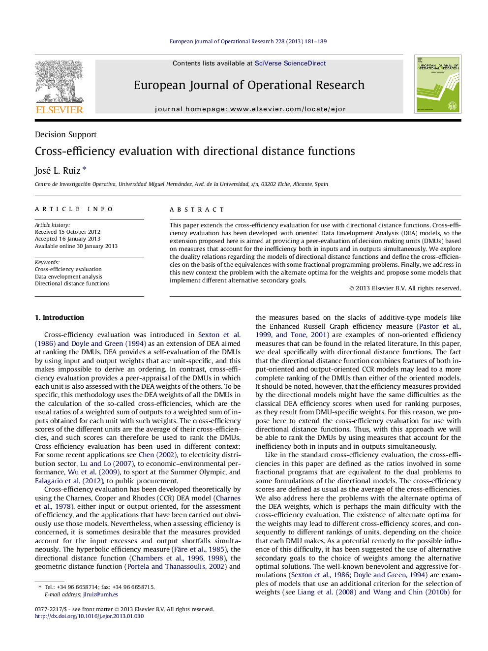 Cross-efficiency evaluation with directional distance functions