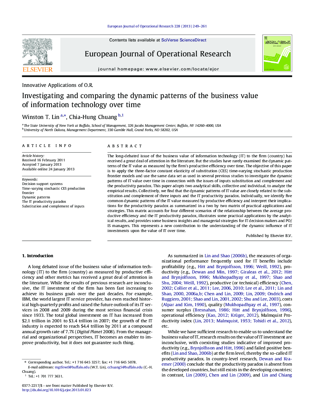 Investigating and comparing the dynamic patterns of the business value of information technology over time