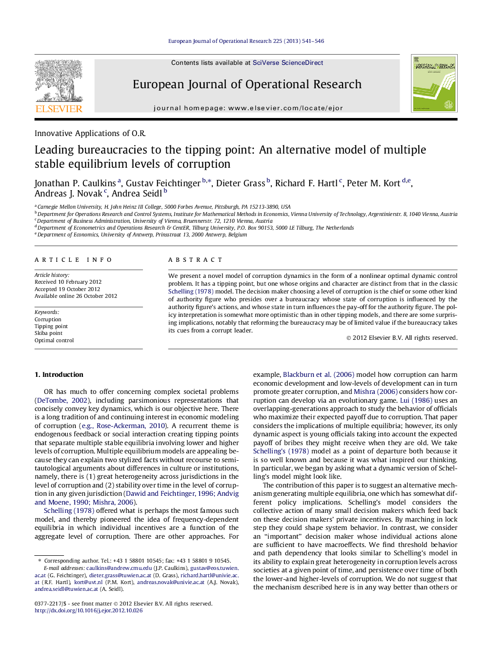 Leading bureaucracies to the tipping point: An alternative model of multiple stable equilibrium levels of corruption