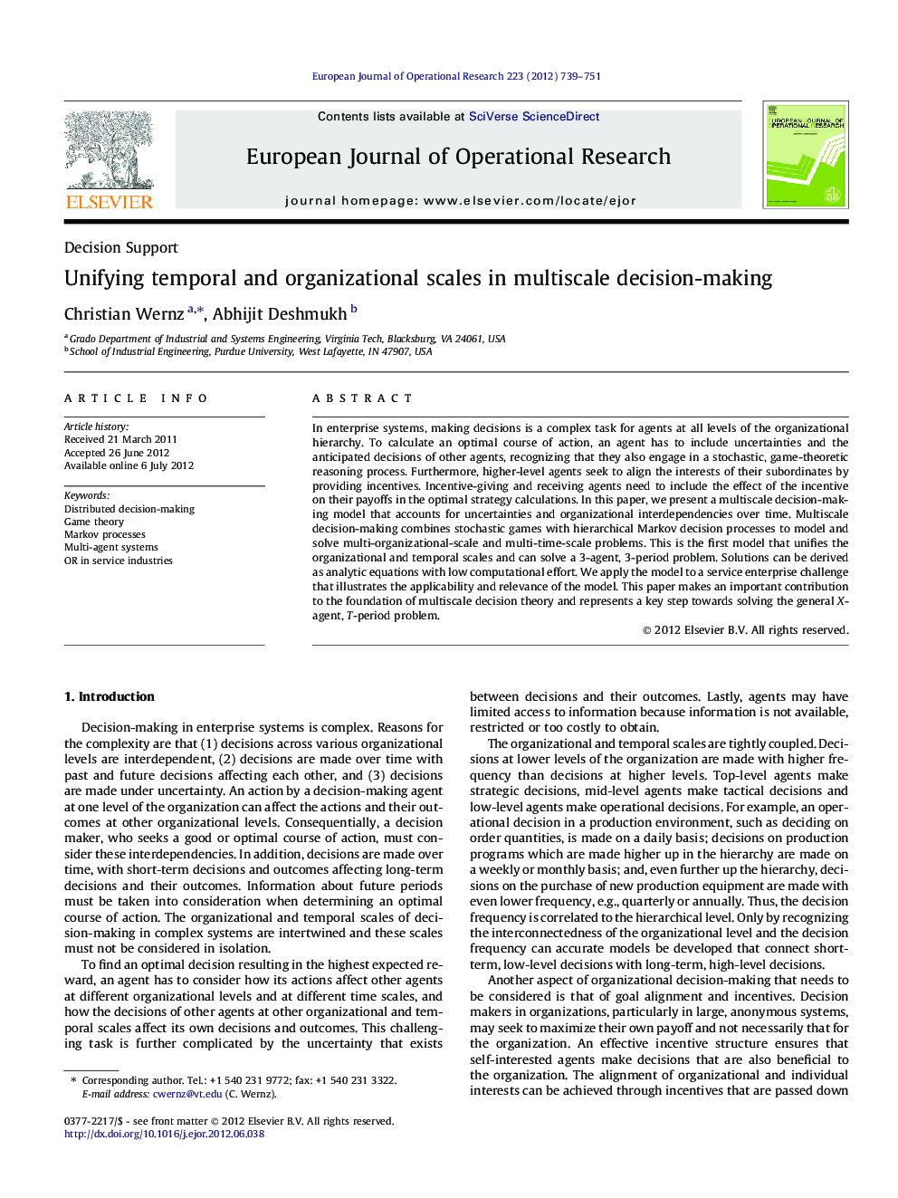 Unifying temporal and organizational scales in multiscale decision-making