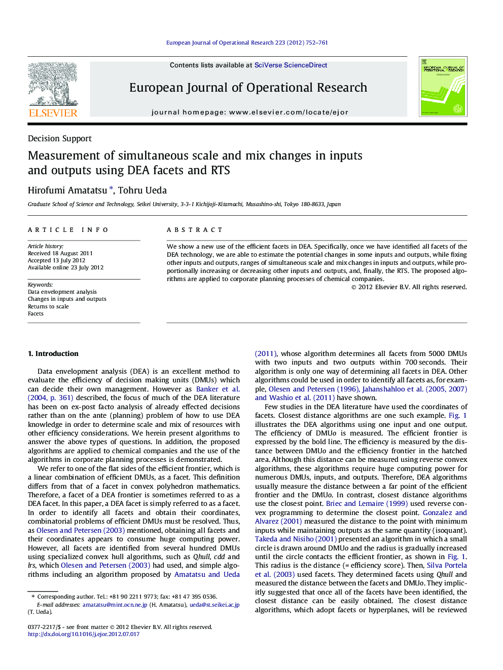 Measurement of simultaneous scale and mix changes in inputs and outputs using DEA facets and RTS