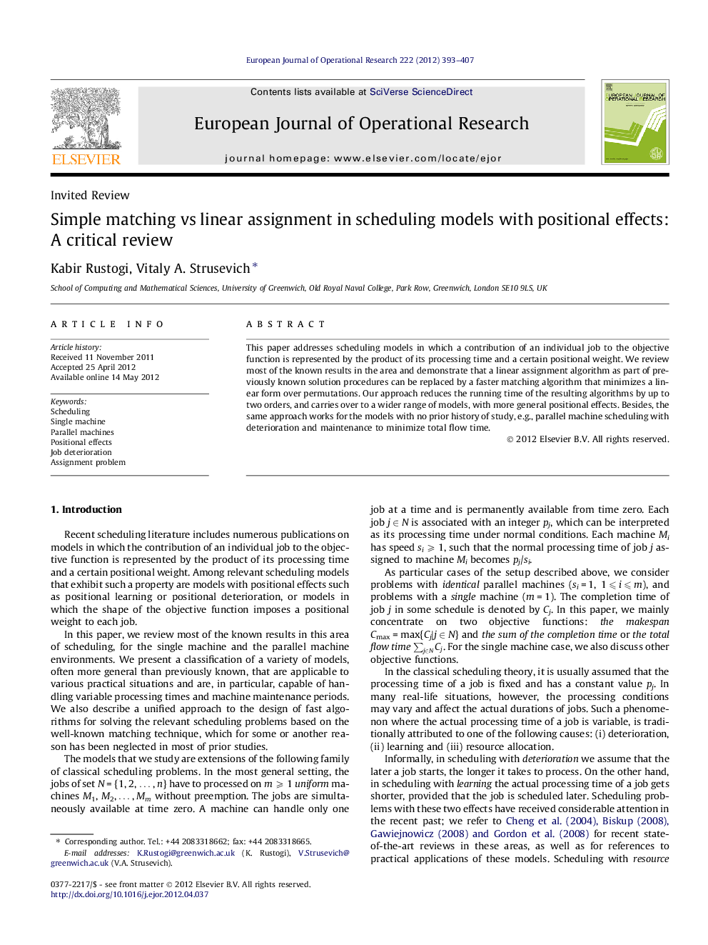 Simple matching vs linear assignment in scheduling models with positional effects: A critical review