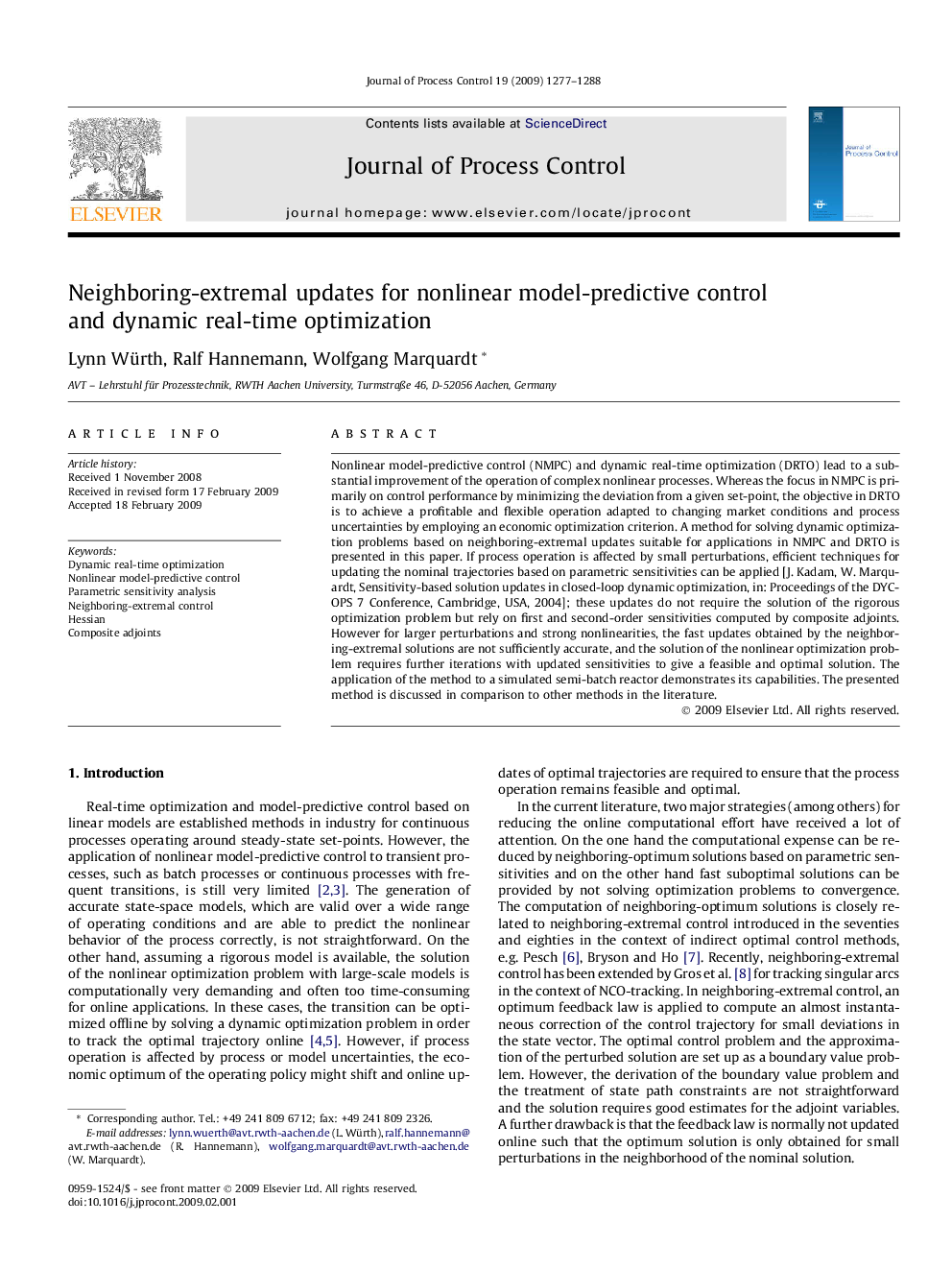 Neighboring-extremal updates for nonlinear model-predictive control and dynamic real-time optimization