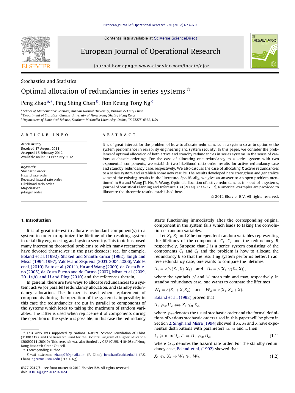 Optimal allocation of redundancies in series systems