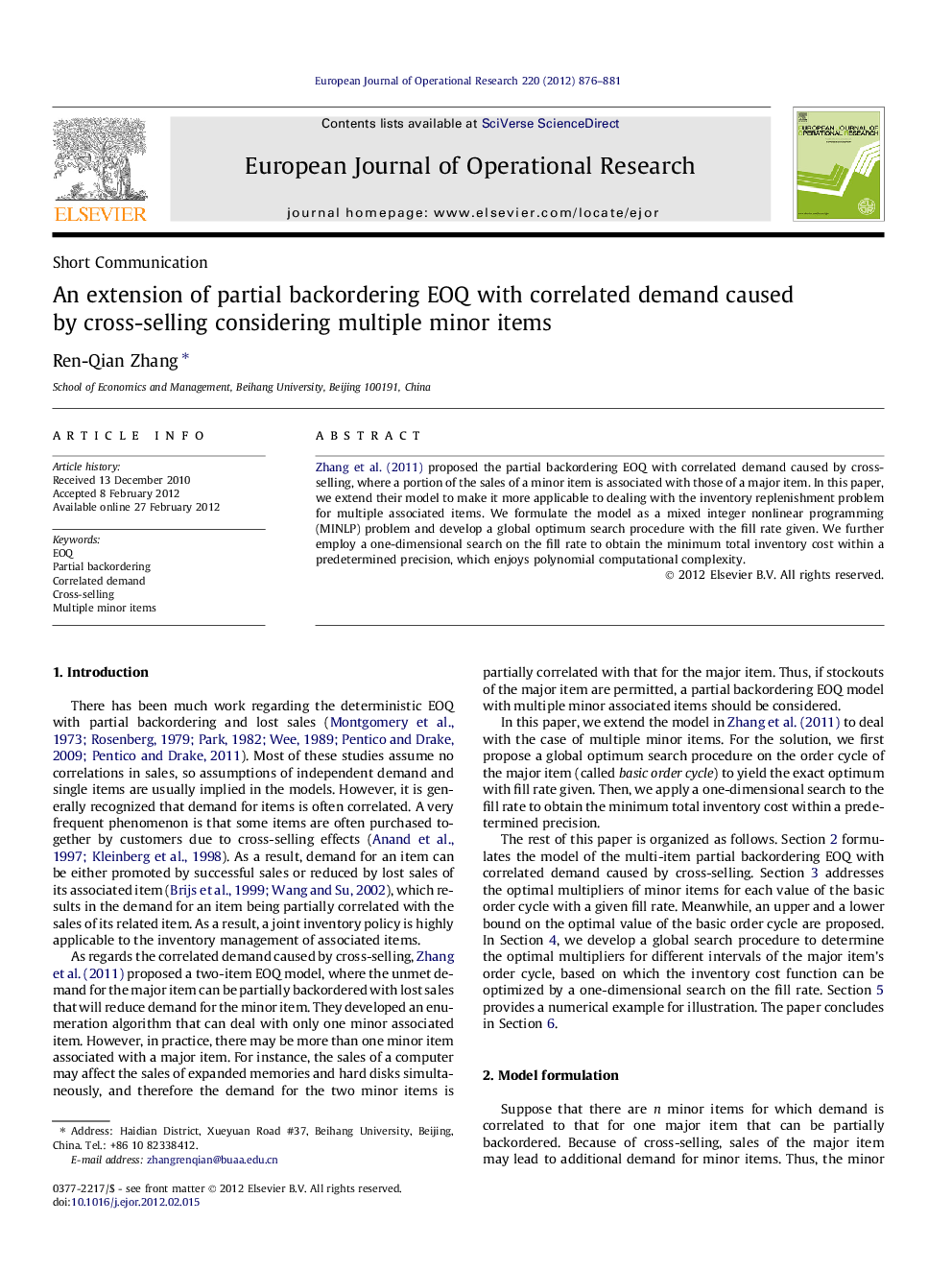 An extension of partial backordering EOQ with correlated demand caused by cross-selling considering multiple minor items