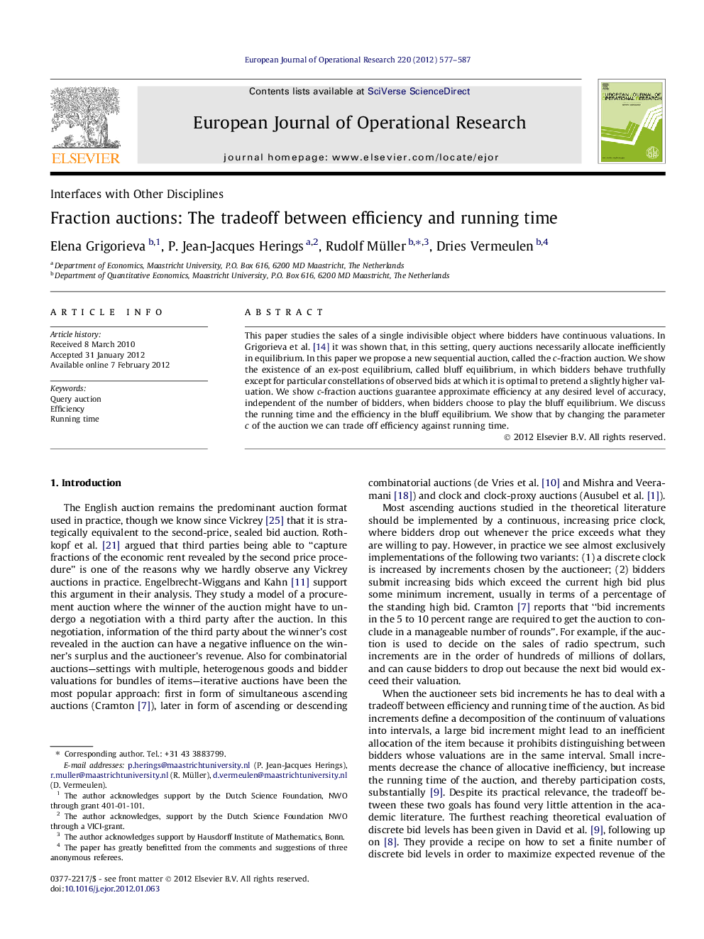 Fraction auctions: The tradeoff between efficiency and running time