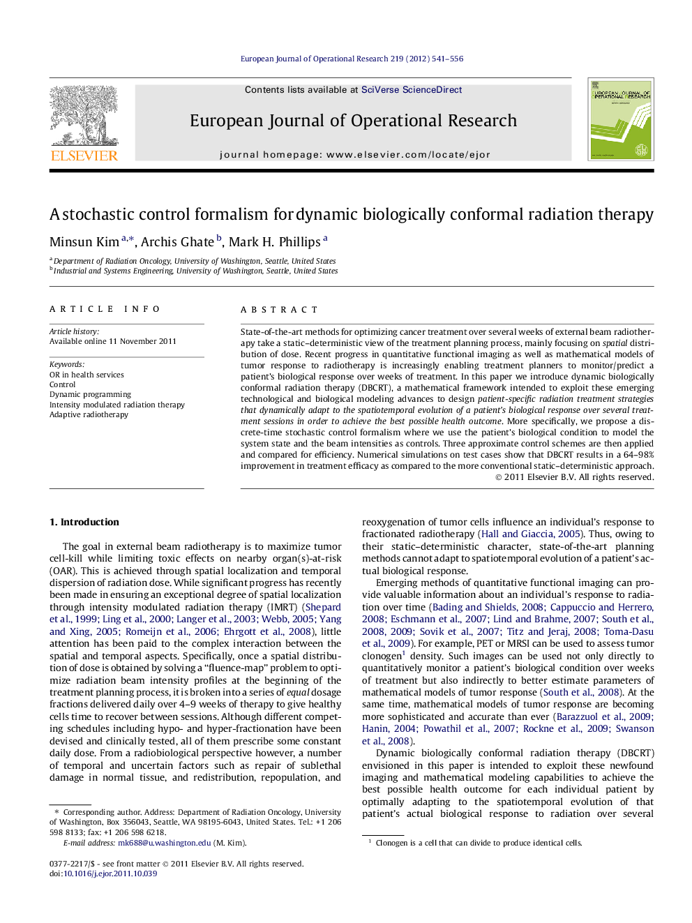 A stochastic control formalism for dynamic biologically conformal radiation therapy