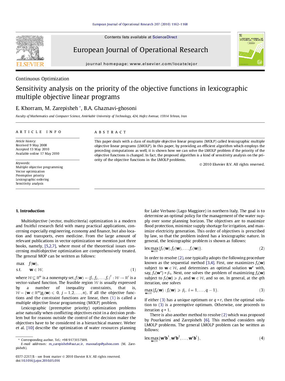 Sensitivity analysis on the priority of the objective functions in lexicographic multiple objective linear programs