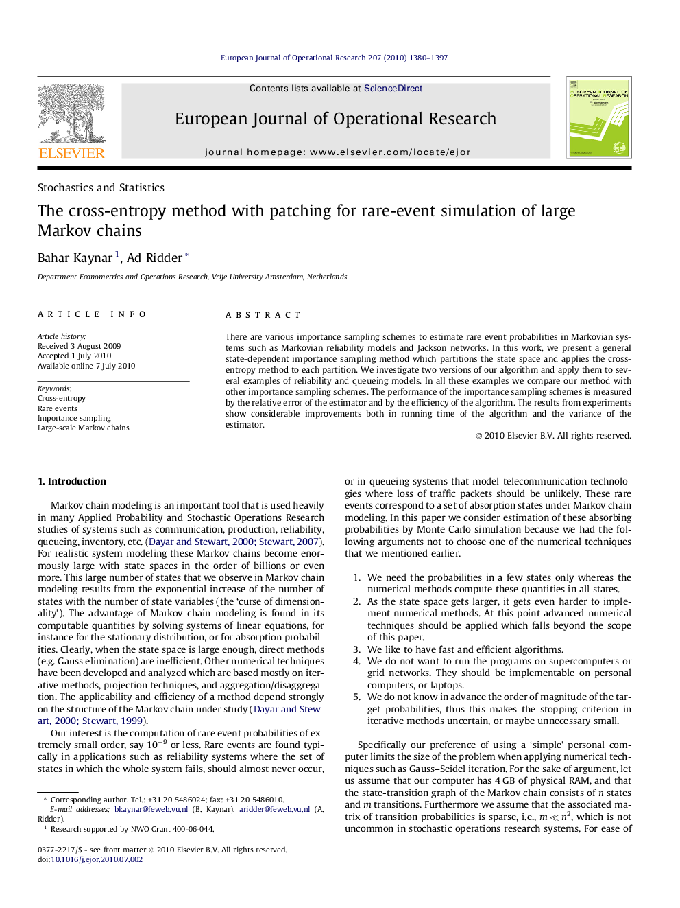 The cross-entropy method with patching for rare-event simulation of large Markov chains