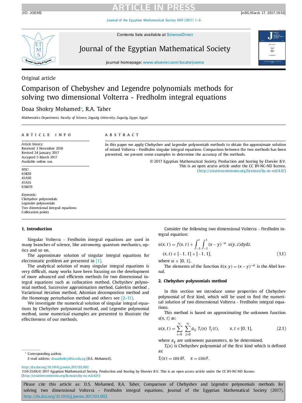 Comparison of Chebyshev and Legendre polynomials methods for solving two dimensional Volterra - Fredholm integral equations