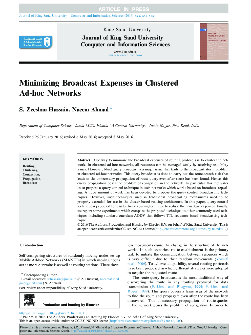Minimizing Broadcast Expenses in Clustered Ad-hoc Networks