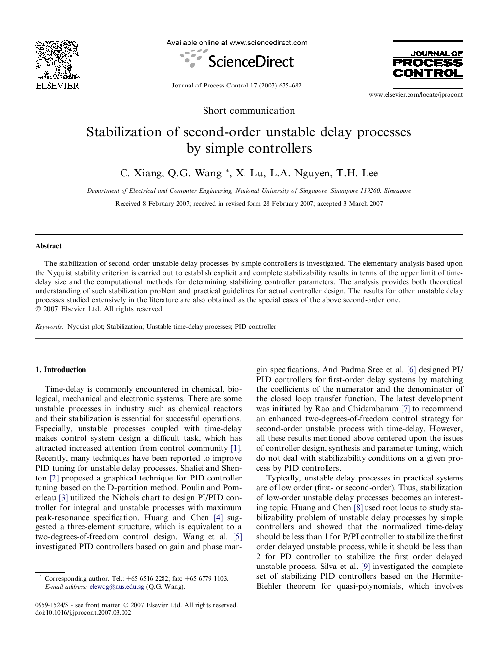 Stabilization of second-order unstable delay processes by simple controllers