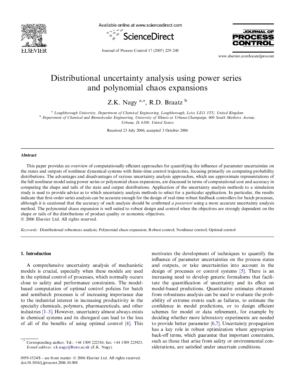 Distributional uncertainty analysis using power series and polynomial chaos expansions