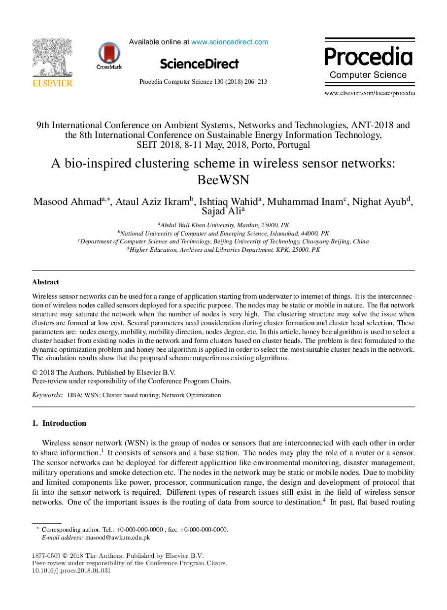 A bio-inspired clustering scheme in wireless sensor networks: BeeWSN