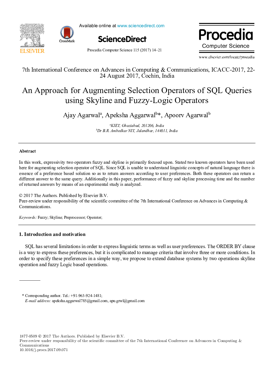 An Approach for Augmenting Selection Operators of SQL Queries using Skyline and Fuzzy-Logic Operators