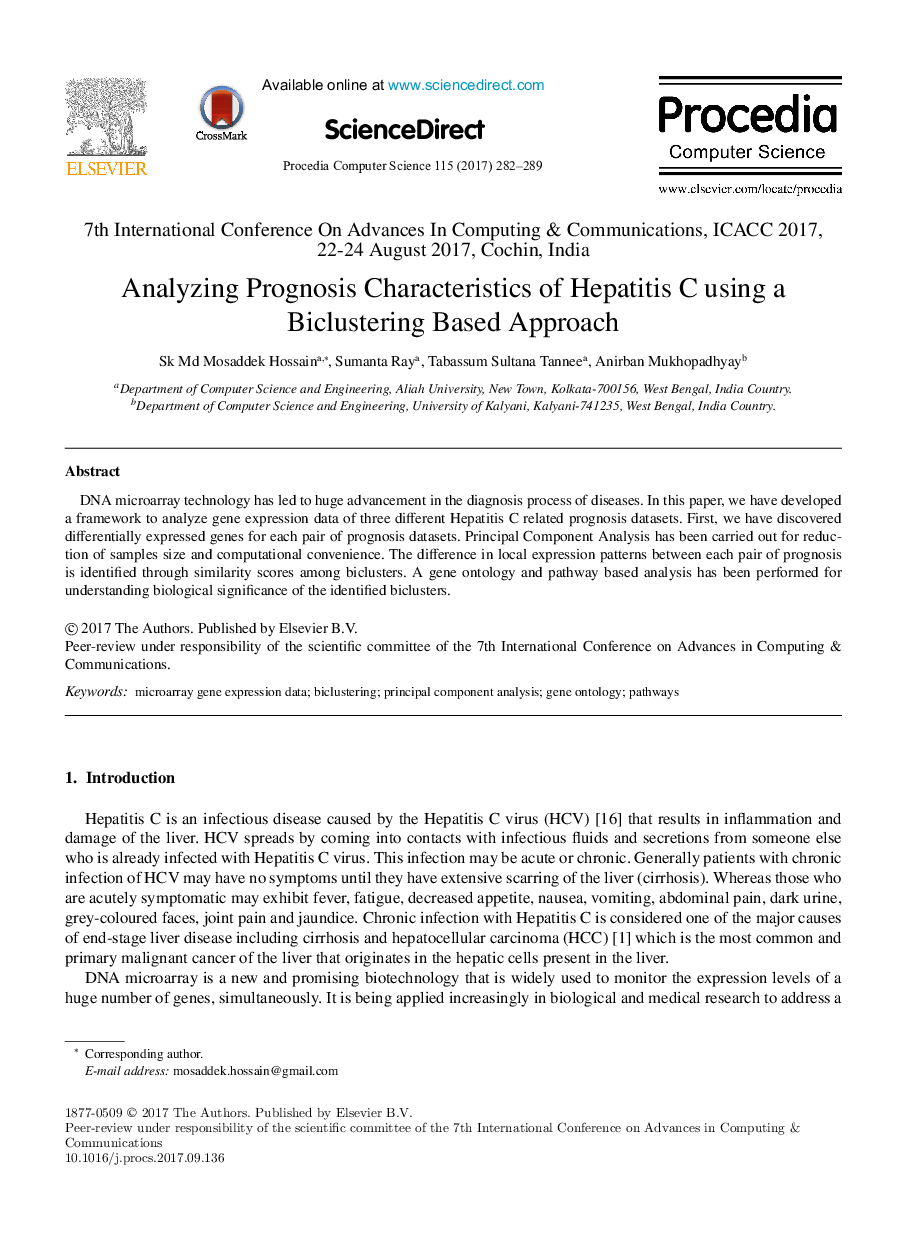 Analyzing Prognosis Characteristics of Hepatitis C using a Biclustering Based Approach