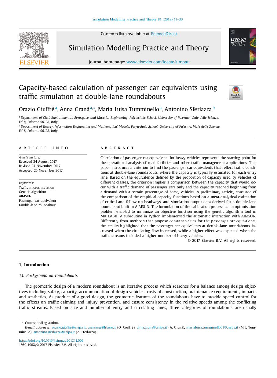 Capacity-based calculation of passenger car equivalents using traffic simulation at double-lane roundabouts