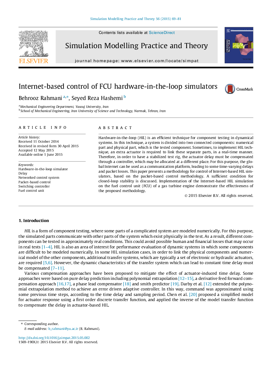 Internet-based control of FCU hardware-in-the-loop simulators