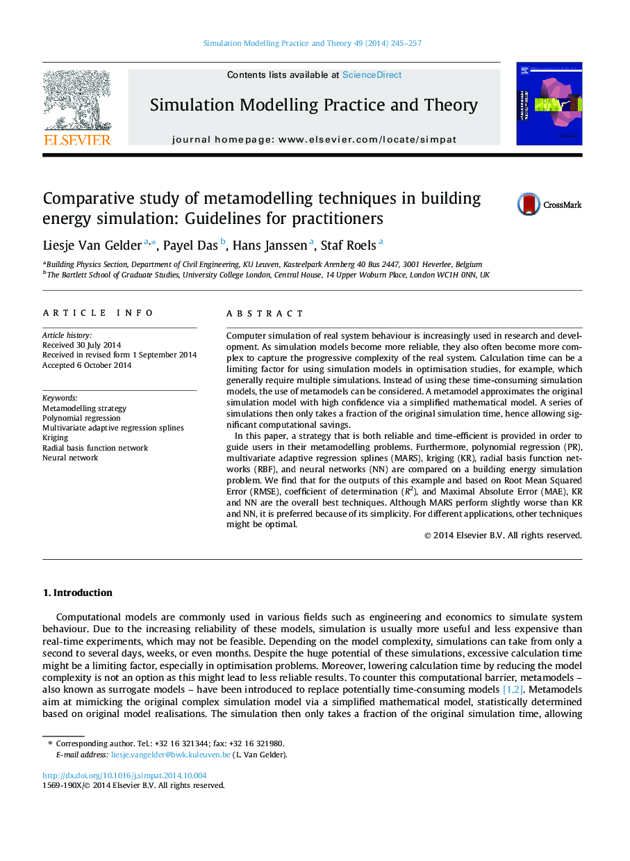 Comparative study of metamodelling techniques in building energy simulation: Guidelines for practitioners