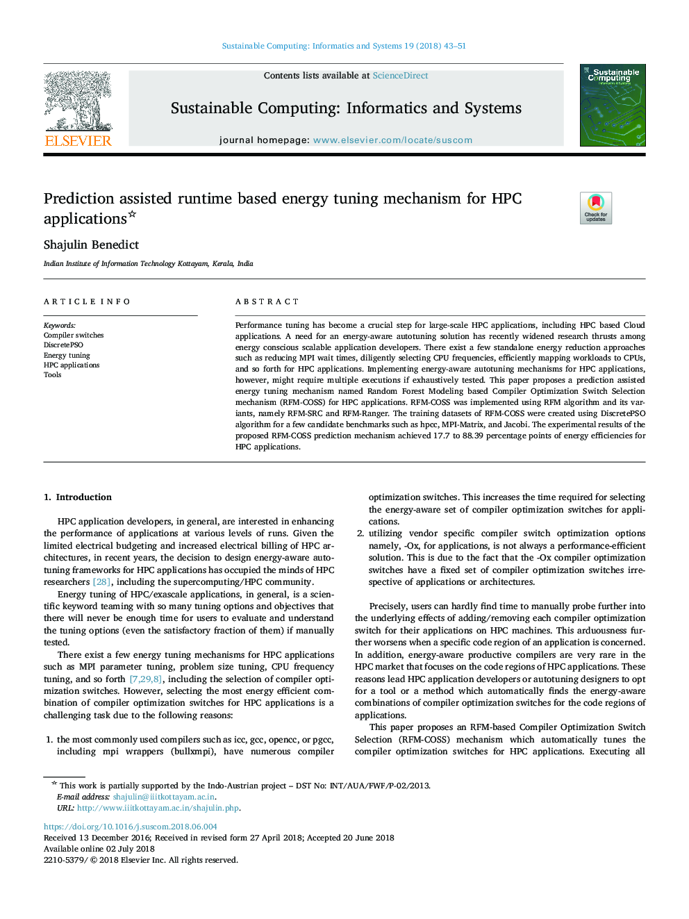 عکس صفحه اول مقاله: Prediction assisted runtime based energy tuning mechanism for HPC applications Prediction assisted runtime based energy tuning mechanism for HPC applications