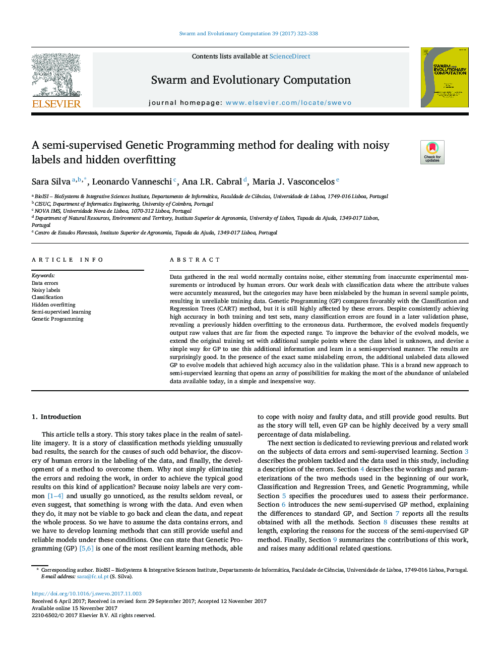 A semi-supervised Genetic Programming method for dealing with noisy labels and hidden overfitting