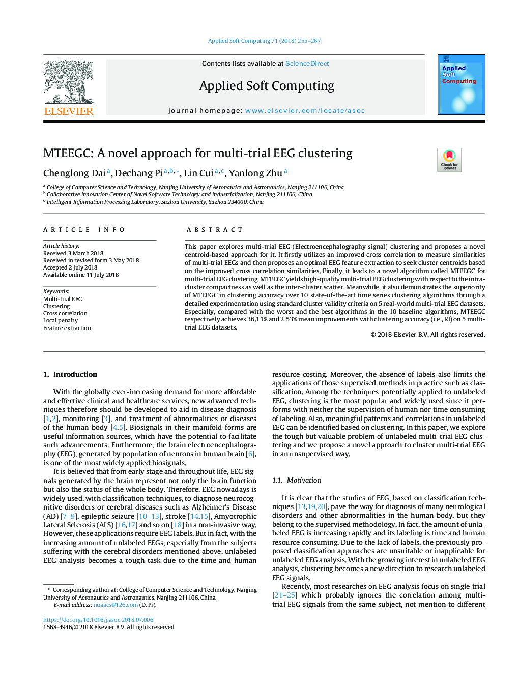 عکس صفحه اول مقاله: MTEEGC: A novel approach for multi-trial EEG clustering MTEEGC: A novel approach for multi-trial EEG clustering