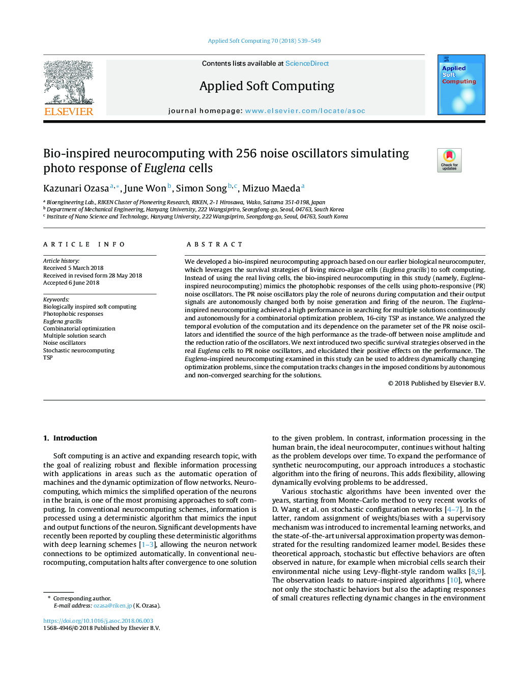 Bio-inspired neurocomputing with 256 noise oscillators simulating photo response of Euglena cells