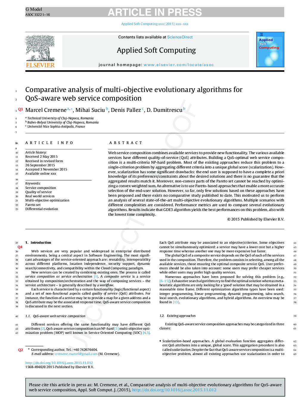 Comparative analysis of multi-objective evolutionary algorithms for QoS-aware web service composition