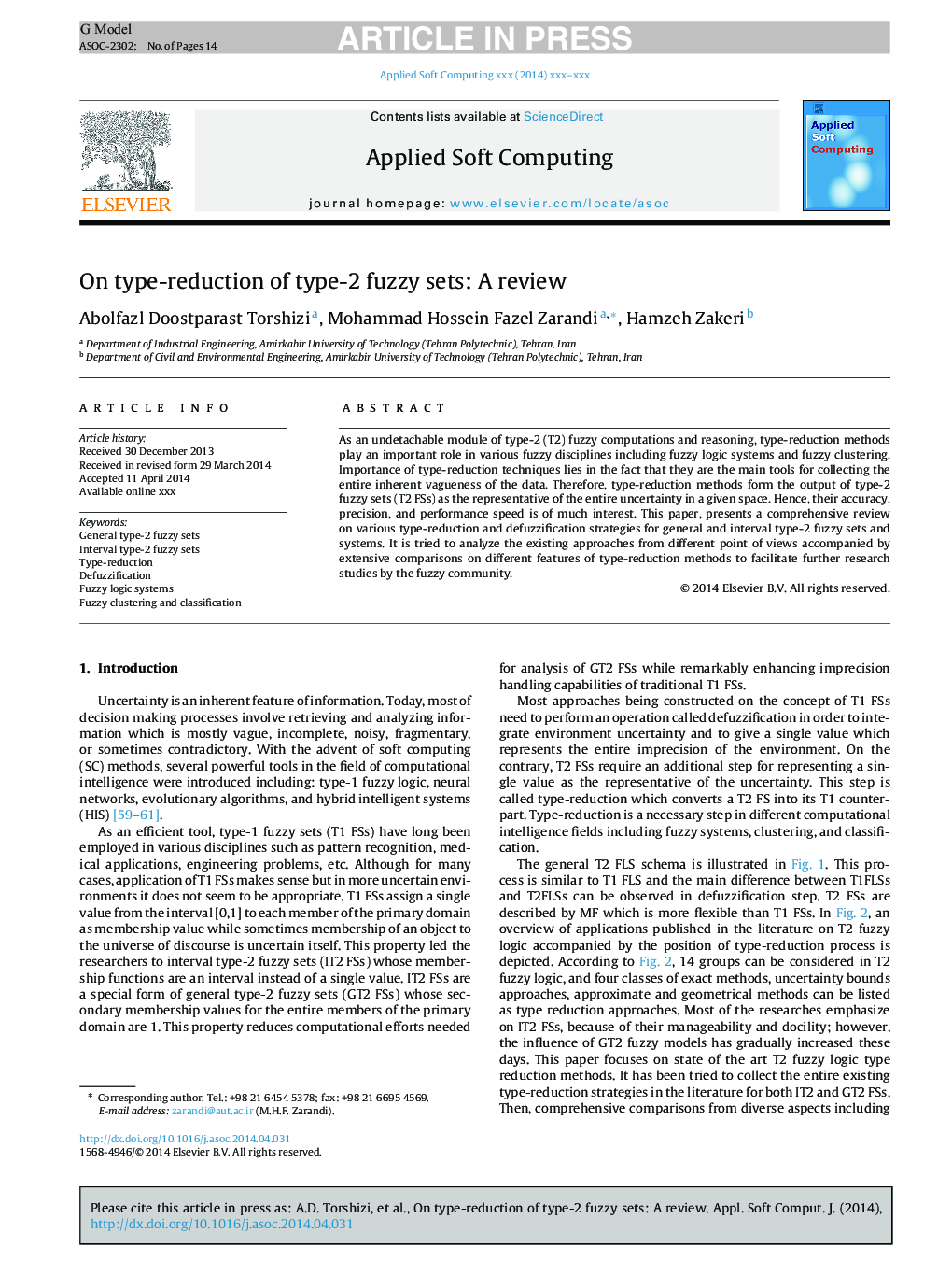 On type-reduction of type-2 fuzzy sets: A review