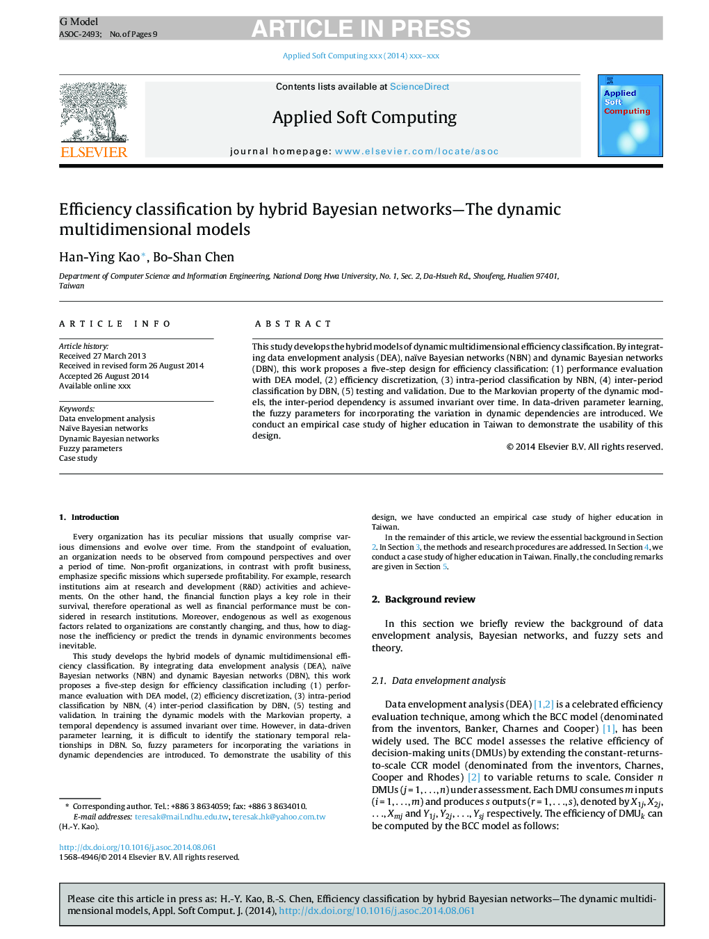 Efficiency classification by hybrid Bayesian networks-The dynamic multidimensional models