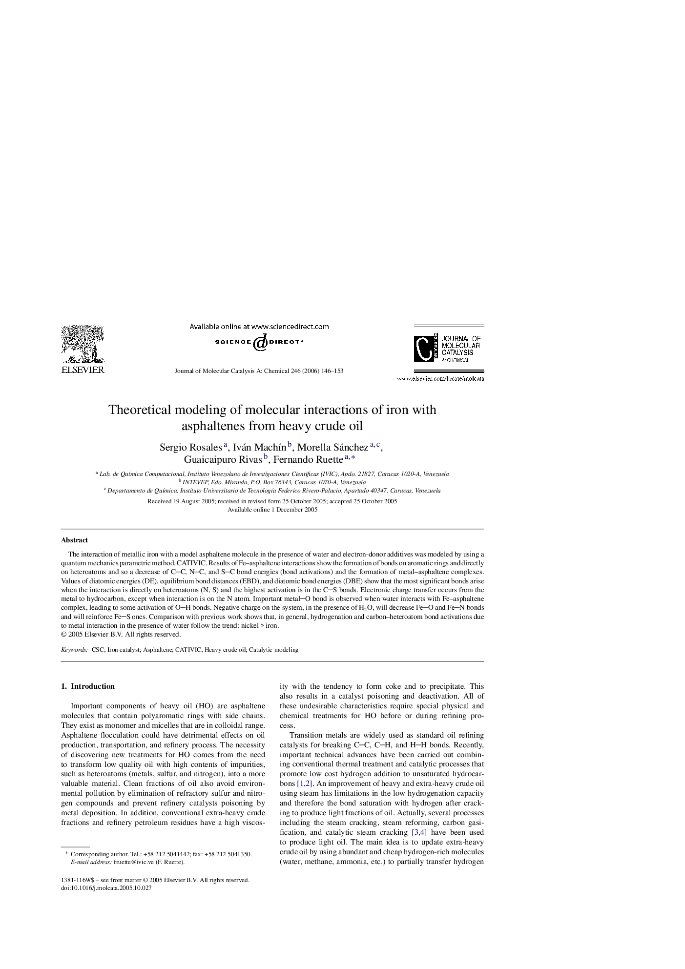 Theoretical modeling of molecular interactions of iron with asphaltenes from heavy crude oil